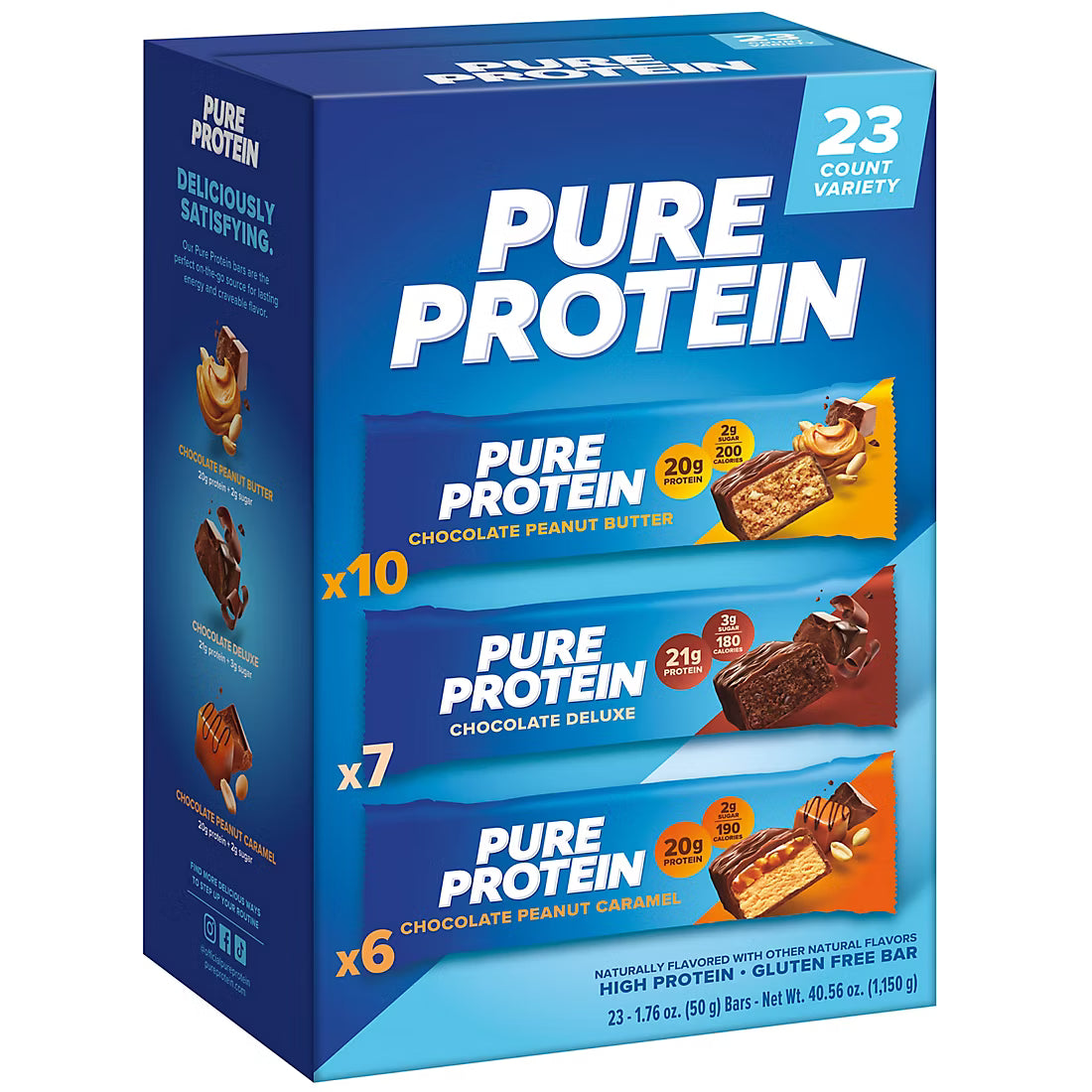 Pure Protein Bars Gluten Free, Chocolate Variety Pack (23 ct)