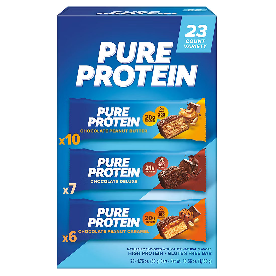 Pure Protein Bars Gluten Free, Chocolate Variety Pack (23 ct)
