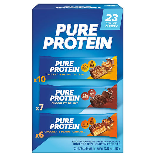 Pure Protein Bars Gluten Free, Chocolate Variety Pack (23 ct)
