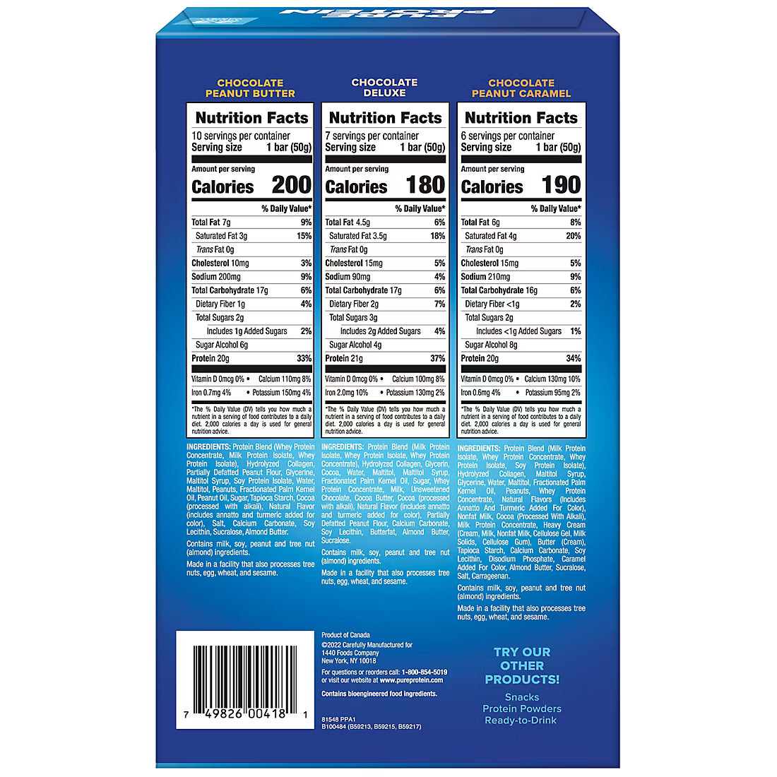 Pure Protein Bars Gluten Free, Chocolate Variety Pack (23 ct)