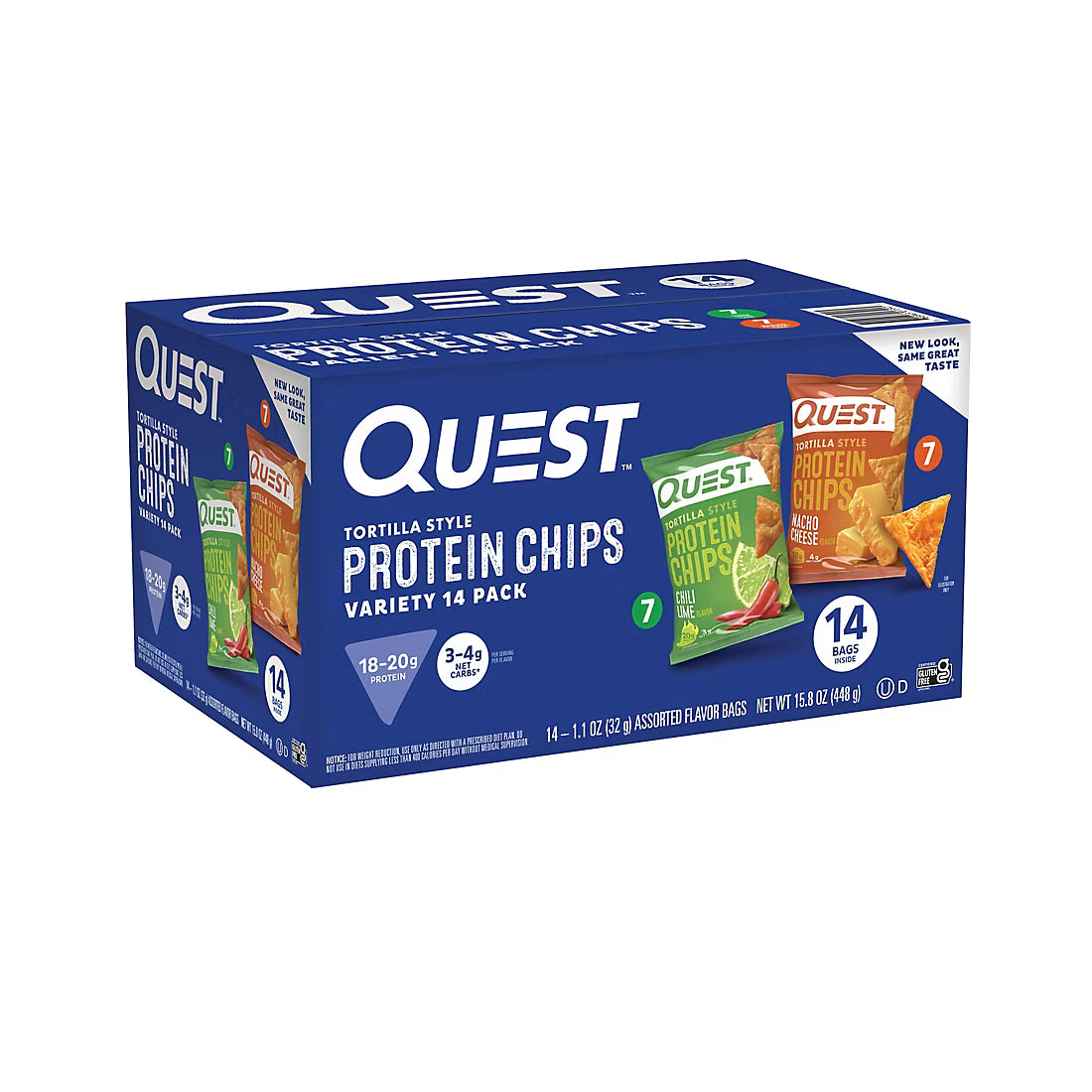 Quest Tortilla Chips Variety Pack, Nacho Cheese and Chili Lime (14 ct)