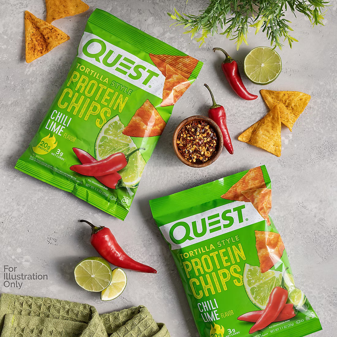 Quest Tortilla Chips Variety Pack, Nacho Cheese and Chili Lime (14 ct)
