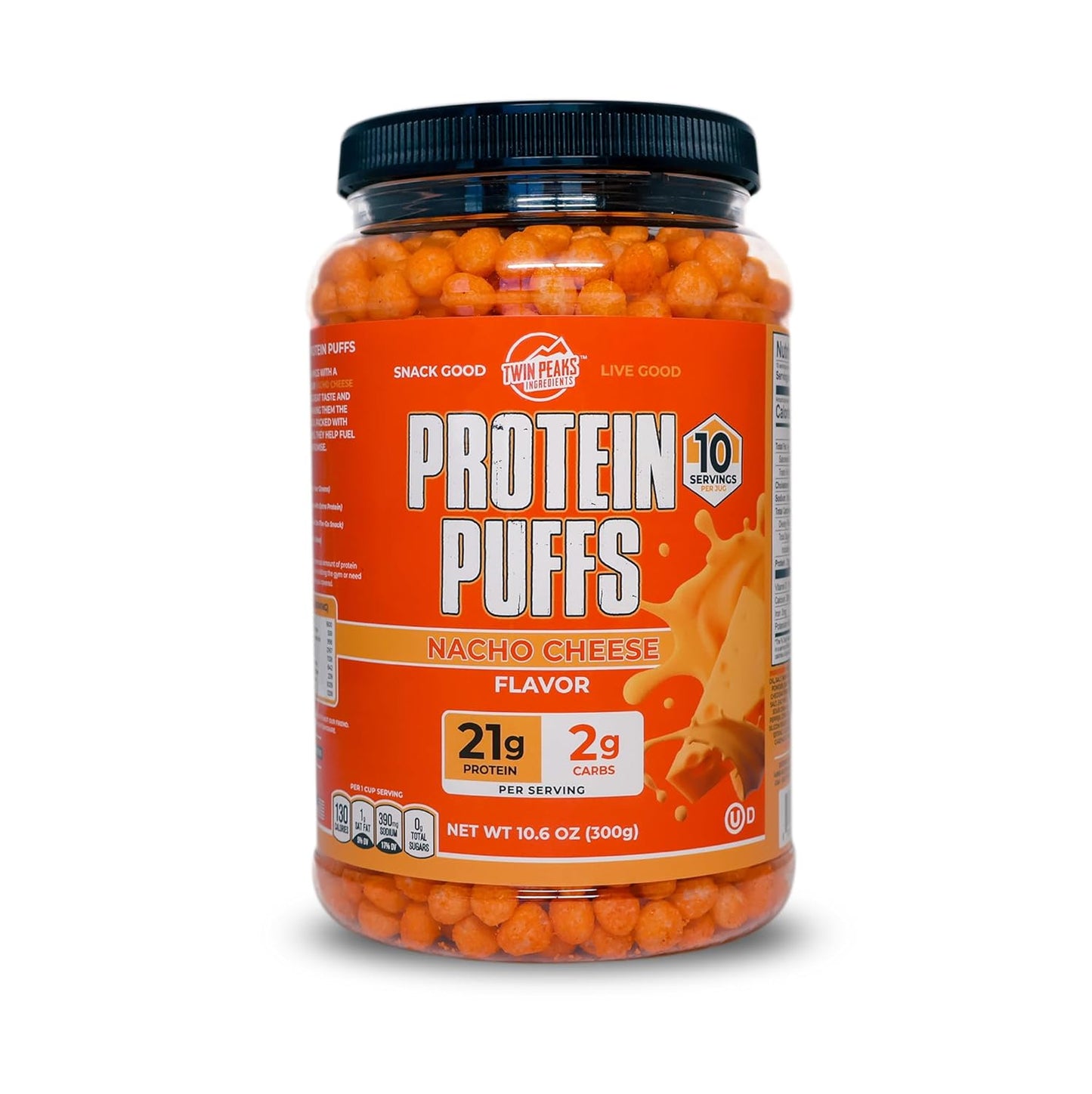 Twin Peaks Keto 21g Protein Puffs, Nacho Cheese (10.6 oz)  Nacho Cheese
