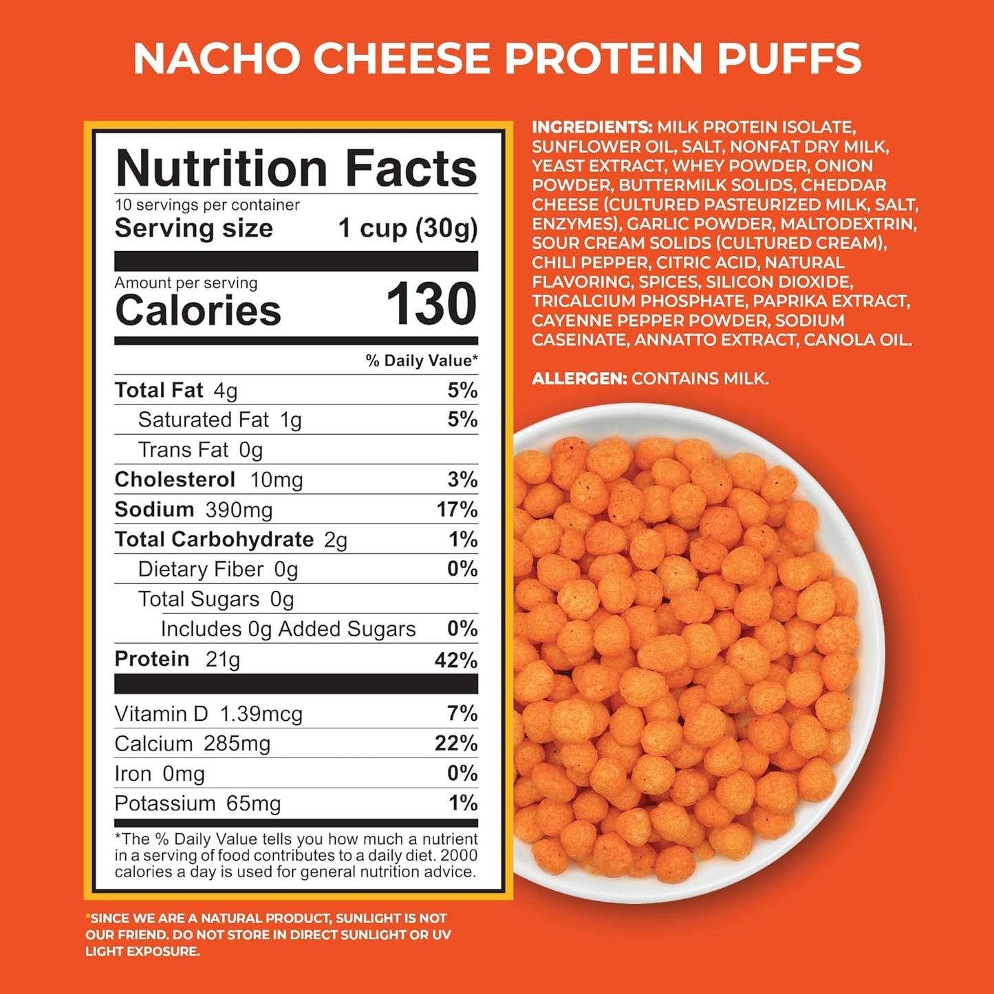 Twin Peaks Keto 21g Protein Puffs, Nacho Cheese (10.6 oz)  Nacho Cheese