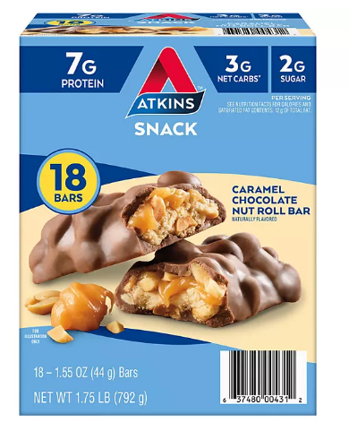 Atkins Caramel Chocolate Nut Roll Snack Bar (18 ct)