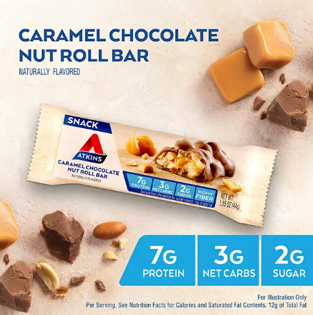 Atkins Caramel Chocolate Nut Roll Snack Bar (18 ct)