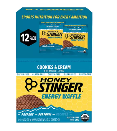 Honey Stinger Gluten Free Waffle Box Pack, Cookies & Cream (12 ct)