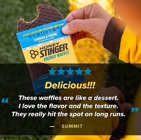 Honey Stinger Gluten Free Waffle Box Pack, Cookies & Cream (12 ct)