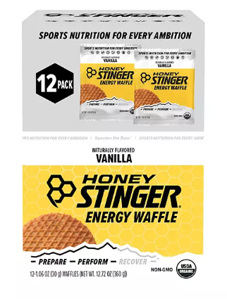 Honey Stinger Organic Waffle Box Pack, Vanilla (12 ct)