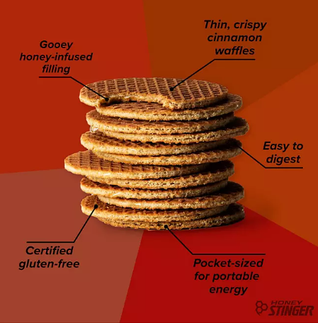 Honey Stinger Gluten Free Waffle Box Pack, Cinnamon (12 ct)