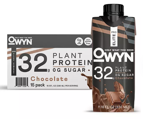 OWYN Pro Elite 32g Keto Plant Protein Shake, Chocolate (11.15 fl oz, 15 pk )
