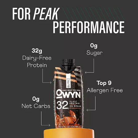 OWYN Pro Elite 32g Keto Plant Protein Shake, Chocolate (11.15 fl oz, 15 pk )