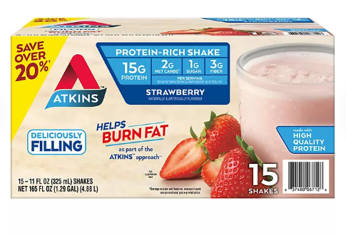 Atkins 15g Keto Protein Shake, Strawberry (11 fl. oz 15 pk)
