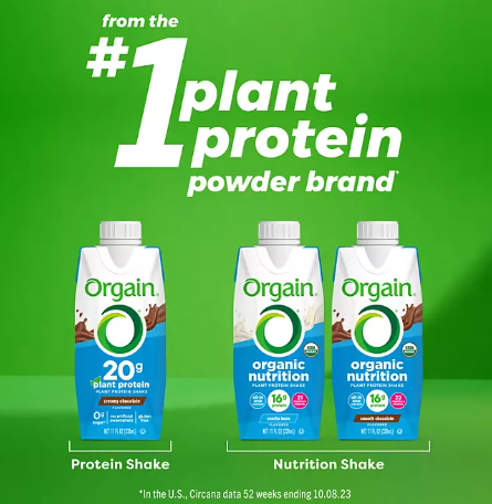 Orgain Organic Nutrition 16g Vegan Plant Based Protein Shake, Smooth Chocolate (11 fl. oz , 12 ct)