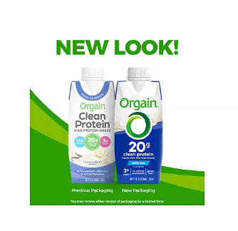 Orgain 20g Clean Protein Grass-Fed Protein Shake, Vanilla Bean (11 fl. oz , 12 pk)