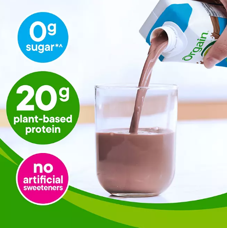 Orgain 20g Plant Based Protein Shake, Chocolate (11 fl. oz 12 pk)