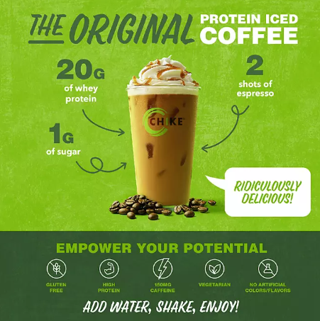 Chike Iced Coffee 20g Whey Protein Powder, Mocha (27.1 oz)