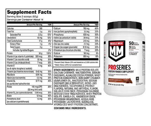 Muscle Milk Pro Series 50g Whey Protein Powder, Knockout Chocolate (2.54 lbs)